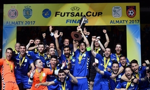 Movistar Inter, celebrando el título de campeón de Europa
