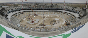 Vista panorámica del estado de las obras del Nuevo Estadio desde la parte alta de la tribuna principal