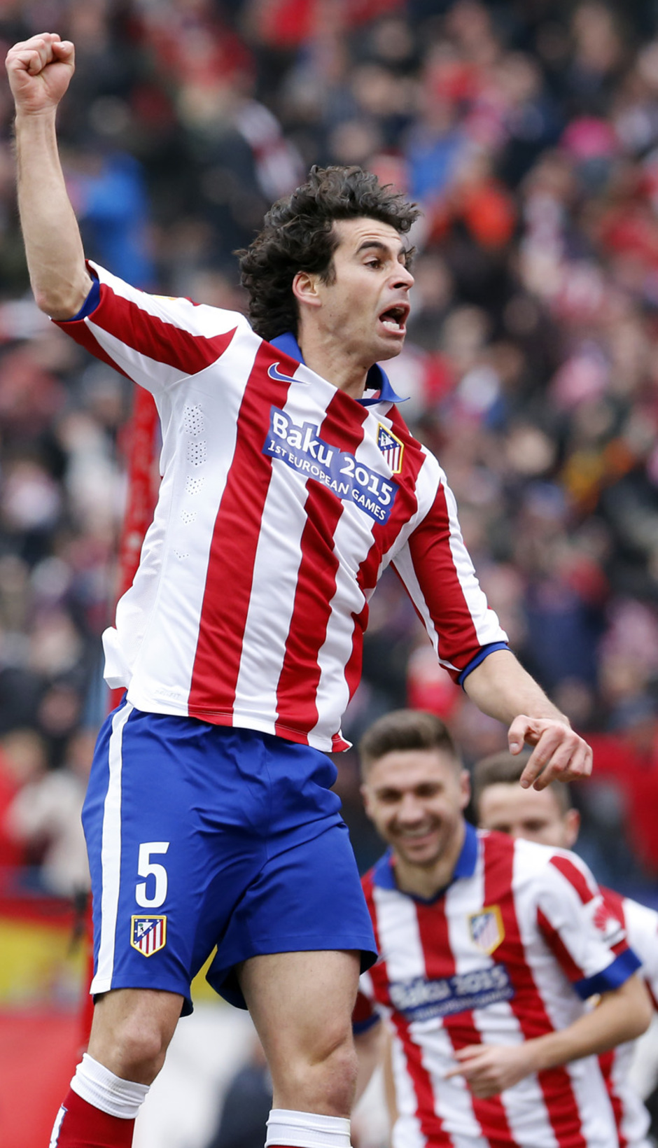 Temporada 14-15. Jornada 22. Atlético de Madrid-Real Madrid. Tiago celebra su gol.