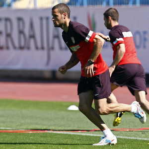 Temporada 12/13. Entrenamiento Mario corriendo durante el entrenamiento en el estadio Vicente Calderón