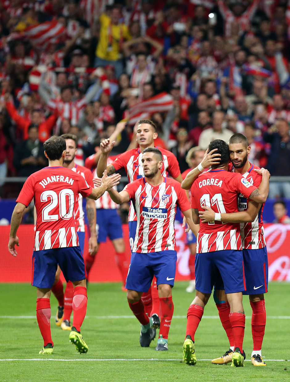 Temporada 2017-18. Primer gol del Wanda Metropolitano. Celebración ( Piña)