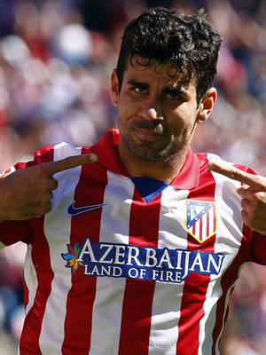 Temporada 13/14. Partido Atlético de Madrid-Celta. Vicente Calderón. Celebración de Costa
