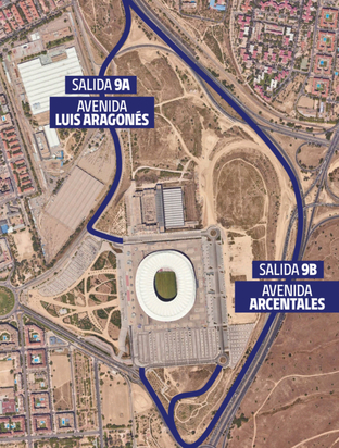 La salida 9B de la M-40 y la nueva vía de servicio, abiertas al tráfico para acceder al parking