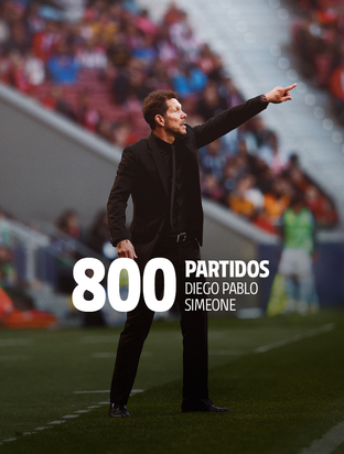 Simeone dirigió su partido número 800 como entrenador del Atlético de Madrid