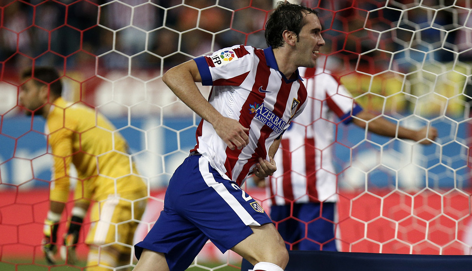 Temporada 14-15. Atlético-Celta. Godín celebra el segundo gol de nuestro equipo. Foto: Ángel Gutiérrez.
