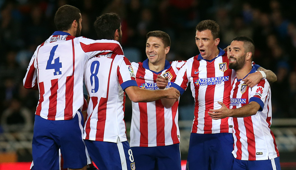 Temporada 14-15. Real Sociedad - Atlético de Madrid. El equipo celebra el primer gol