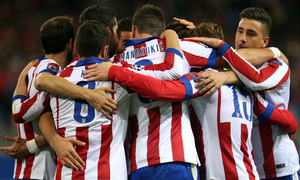 temporada 14/15. Partido Atlético de Madrid Olympiacos. Celebración durante el partido