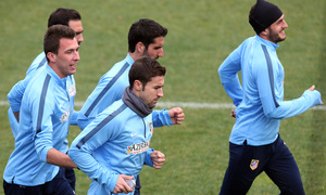 temporada 14/15. Entrenamiento en la ciudad deportiva de Majadahonda. Jugadores realizando carrera durante el entrenamiento