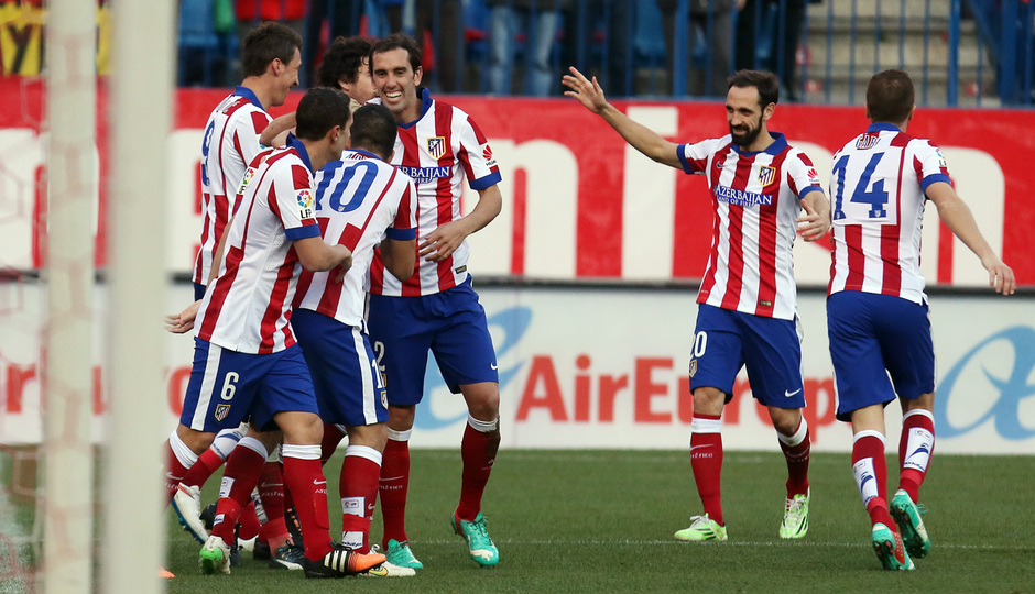 temporada 14/15. Partido Atlético de Madrid Levante. Celebración de gol durante el partido