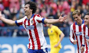 Temporada 14-15. Jornada 28. Atlético de Madrid-Getafe. Tiago celebra su gol.