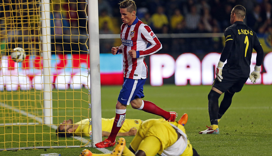 Temporada 14-15. Jornada 34. Villarreal - Atlético de Madrid. Torres anotó el único gol del encuentro.