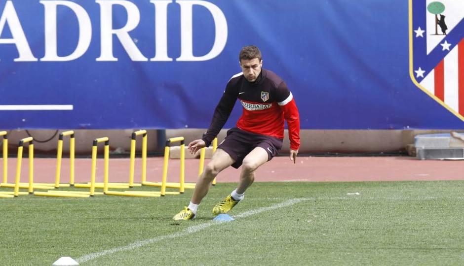 Gabi durante la sesión de entrenamiento del lunes 4 de marzo en el Calderón. Temporada 12/13