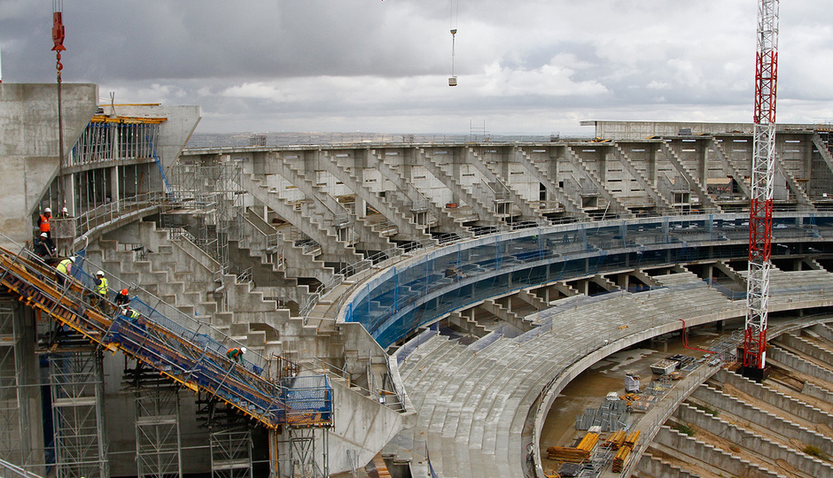 Vista del estado de las obras del fondo norte del Nuevo Estadio