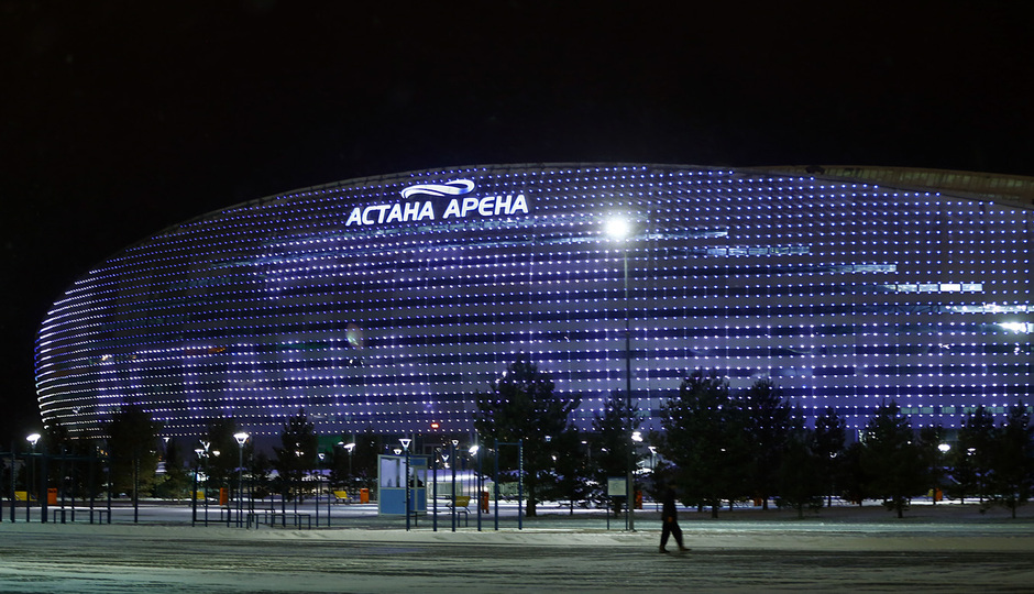 Entrenamiento oficial en el Astana Arena previo al partido de Champions League. 
