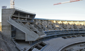 Nuevo estadio. Detalle del espacio para videomarcador norte, UCO y UCI