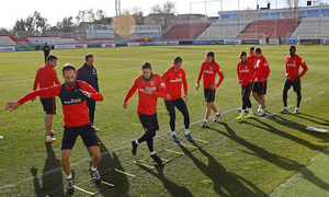 temporada 15/16. Entrenamiento en la ciudad deportiva de Majadahonda. Jugadores realizando ejecicios durante el entrenamiento
