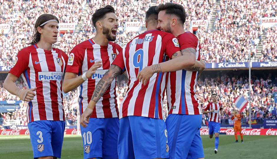 Temporada 16/17. Partido Atlético Eibar. Celebración gol de Saúl