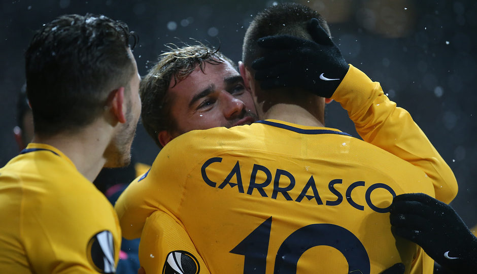 Europa League | Copenhague - Atleti - Celebración II gol Griezmann y Carrasco