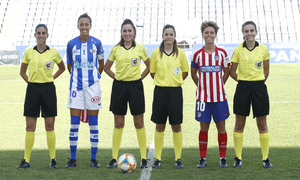 Temp. 19/20. Sporting de Huelva - Atlético de Madrid Femenino. Capitanas. Amanda Sampedro 