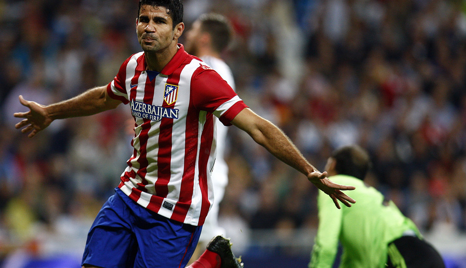 Temporada 2013/2014 Real Madrid - Atlético de Madrid Diego Costa tras su tanto en el Bernabéu