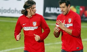 Temporada 13/14. Entrenamiento. Equipo entrenando en Majadahonda.Filipe y Aranzubia durante el entrenamiento