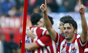 Temporada 2013/ 2014. Atlético de Madrid - Athletic. David Villa, sonriente en la celebración.