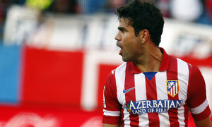 Temporada 20132-2014. Partido Atlético de Madrid- Bilbao, Costa celebrando un gol
