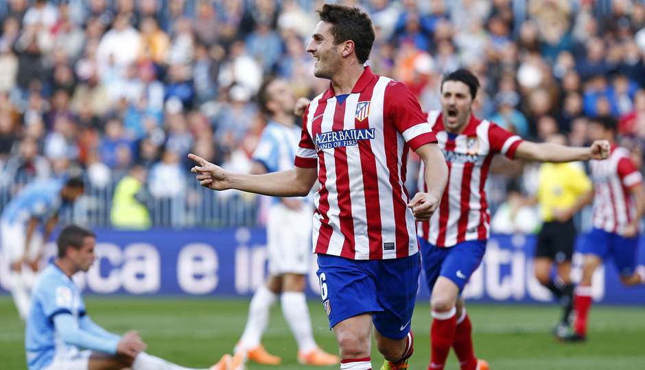 Temporada 13/14 Liga BBVA Málaga - Atlético de Madrid. Koke celebra el gol.