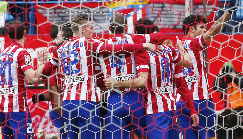 temporada 13/14. Partido Atlético-Valladolid. Celebración gol de Diego Costa