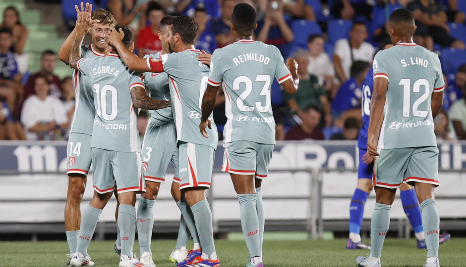 Los nuestros celebran uno de los goles ante el Getafe