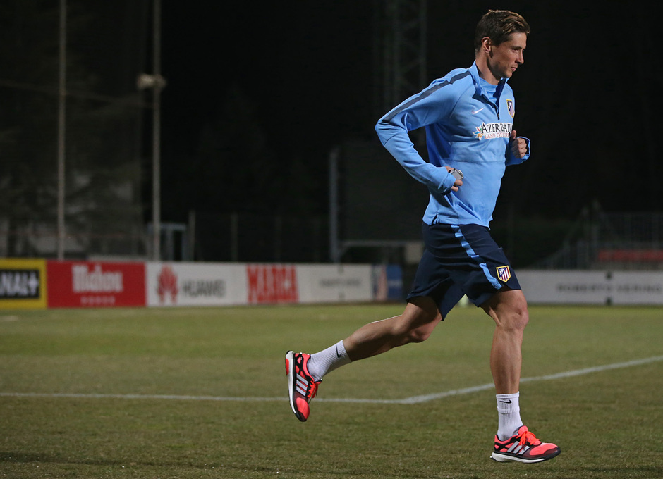 Fernando Torres, en un momento de su primer entrenamiento a su regreso al Atlético