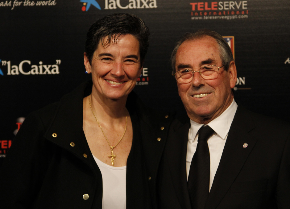 Lola Romero, presidenta del Atlético de Madrid Féminas, y Adelardo Rodríguez, presidente de la Fundación