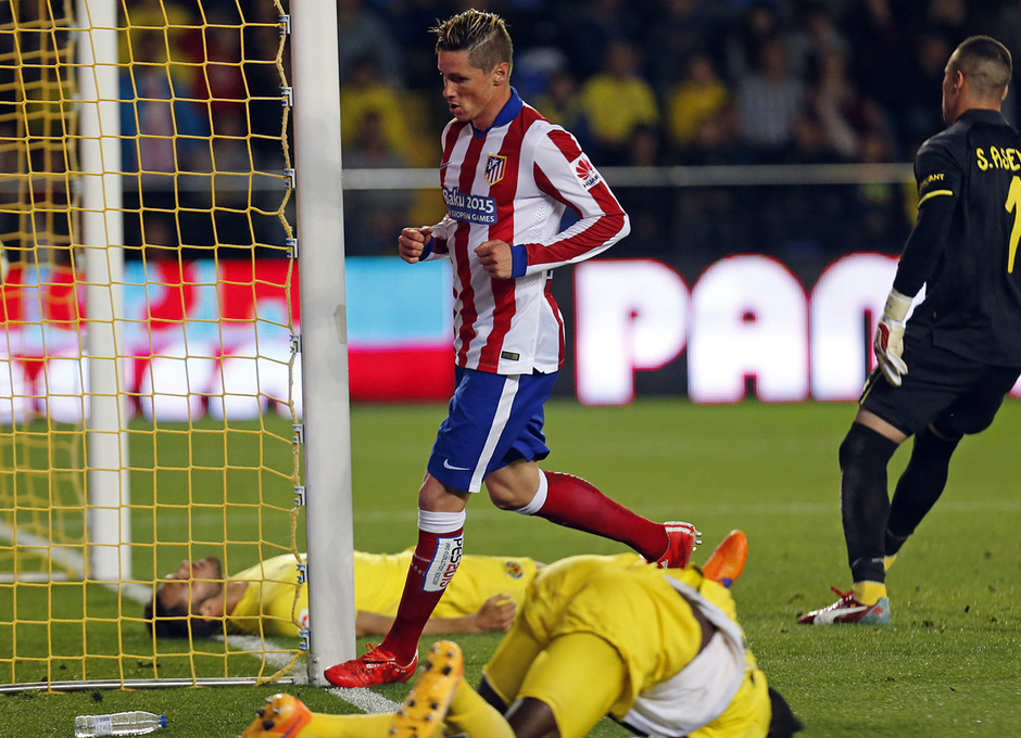 Temporada 14-15. Jornada 34. Villarreal - Atlético de Madrid. Torres anotó el único gol del encuentro.