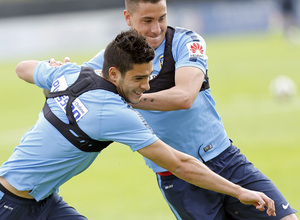 temporada 14/15. Entrenamiento en la ciudad deportiva de Majadahonda. Jiménez y Giménez realizando ejecicios físicos durante el entrenamiento