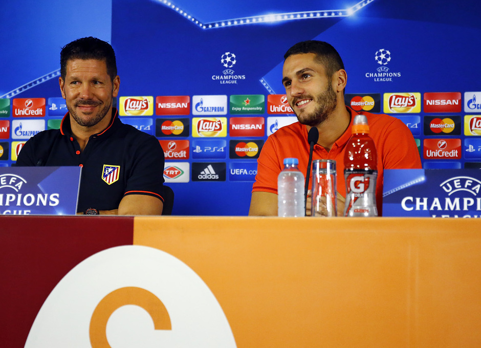 Simeone y Koke, en la rueda de prensa previa al partido de Liga de Campeones frente al Galatasaray