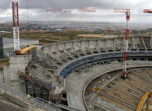 Vista del estado de las obras del fondo norte del Nuevo Estadio