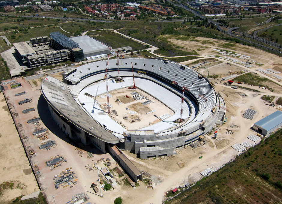 Nuevo estadio del Atlético de Madrid. Vista aérea.