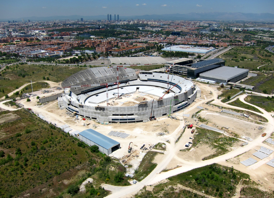 Nuevo estadio del Atlético de Madrid. Vista aérea.