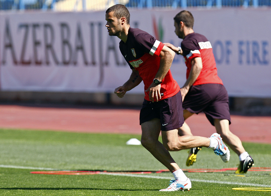 Temporada 12/13. Entrenamiento Mario corriendo durante el entrenamiento en el estadio Vicente Calderón