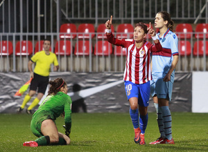 Amanda festeja su gol ante el Levante, el quinto del equipo