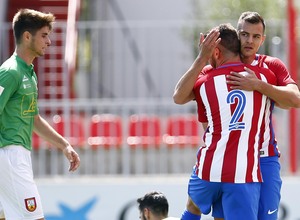 Temporada 2016-2017. Partido entre el Atlético de Madrid B contra el Alcobendas Levitt. 14-05-2017. Celebración primer gol de Perales.