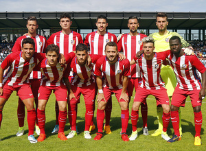 Once del Atlético B en el partido de ida del 'play off' de ascenso en Torrelavega ante la Gimnástica
