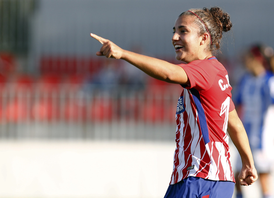 Temporada 17/18. Partido entre el Atlético de Madrid Femenino contra el Sporting de Huelva. Gol de Carla.
