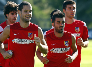 Mario Suárez, Villa, Tiago y Borja realizan carrera continua en la Ciudad Deportiva en el entrenamiento del jueves 8