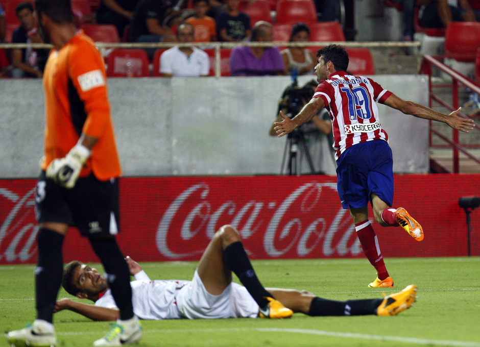 Temporada 13/14 Sevilla-Atlético de Madrid Diego Costa tras uno de los tantos en el Sánchez Pizjuán