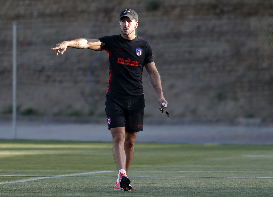 Entrenamiento en la Ciudad deportiva Wanda Atlético de Madrid 04-09-2019. Simeone.