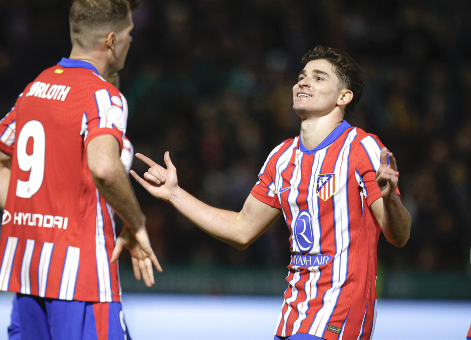 Cacereño-Atleti. Gol Julián Alvarez. Celebración