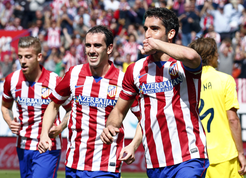 temporada 13/14 Partido. Atlético de Madrid_Villarreal. Celebración de gol de Raúl García