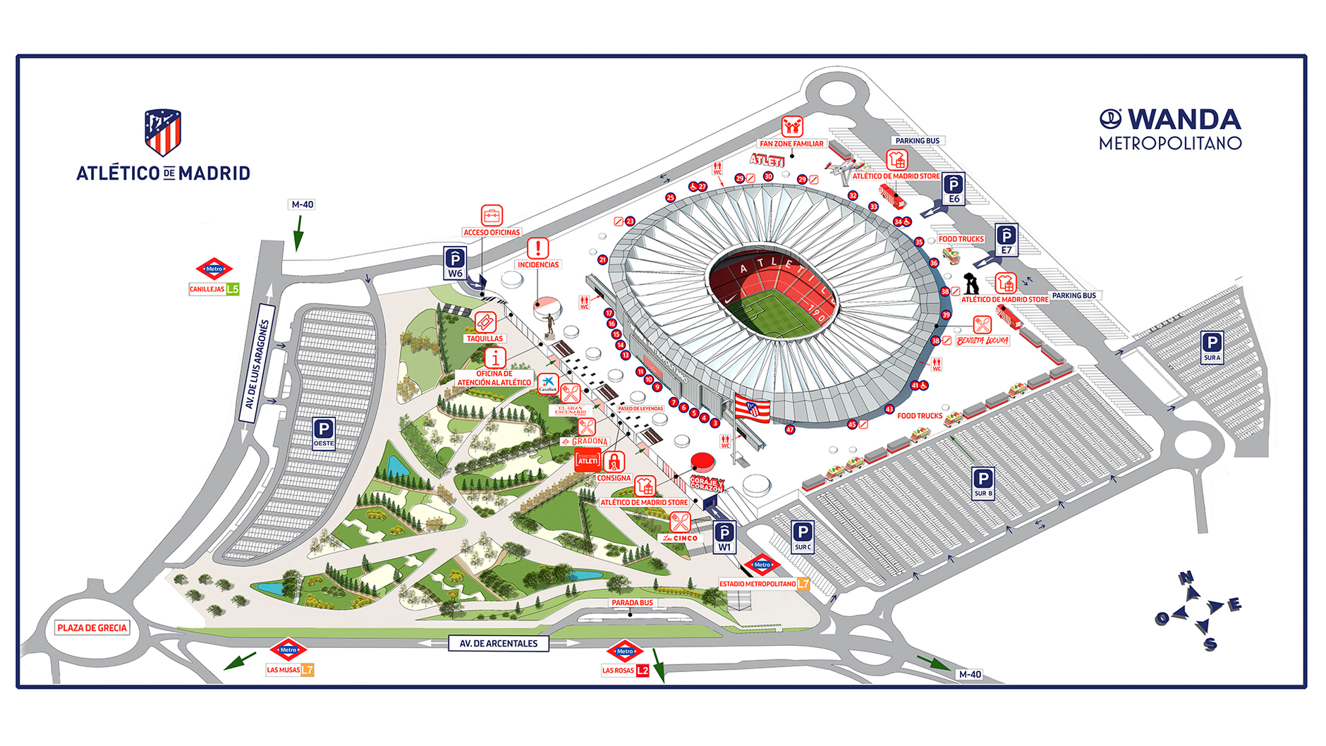 maestría Tranquilidad Oceano Club Atlético de Madrid · Web oficial - Mapa y horarios del estadio con  motivo del Atleti-Getafe
