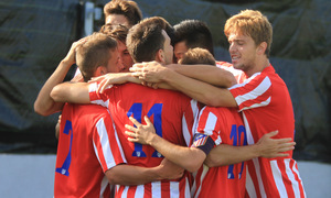 Los jugadores del Atlético celebran uno de los goles ante el Torrejón